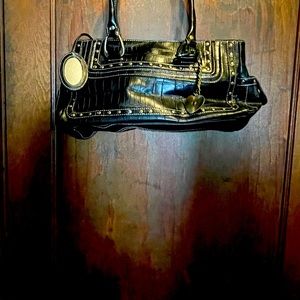 Vintage black patent leather shoulder bag by Nin West.